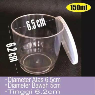 Terlaris Cup puding bening TEBAL 150ml 25pcs gelas plastik tutup selai