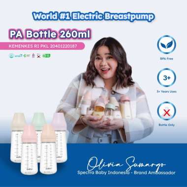 Spectra Baby Bottle PA 260ml - Botol Susu Spectra PA (1pcs Tanpa Dot) Pink