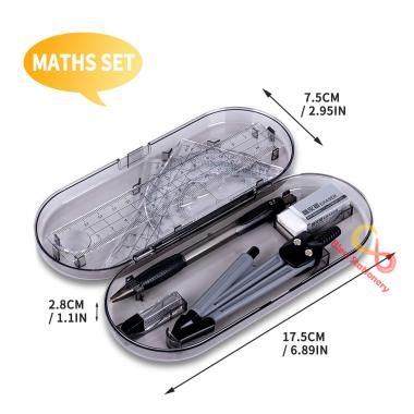 Jangka penggaris busur sekolah DELI Compass Drafting Set Square Ruler