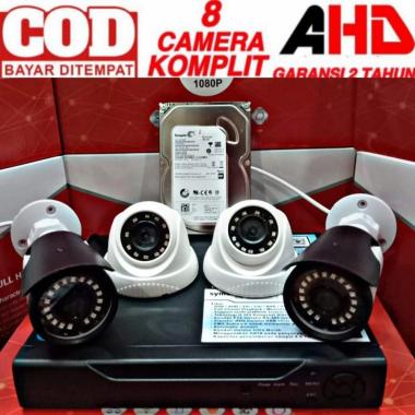 PAKET CCTV 8CHANNEL 8kamera 1080P 5mp kompit bos qu