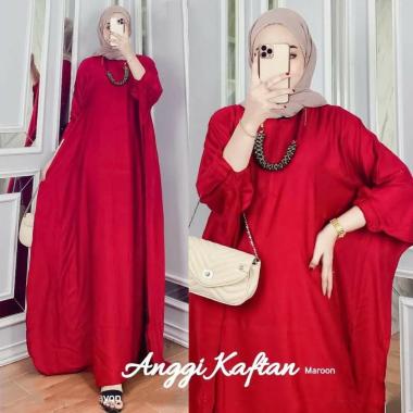Anggi Kaftan Polos Wanita Jumbo Rayon Premium Gamis Kaftan Batik Modern Kekininan Bigsize LD 160 cm 