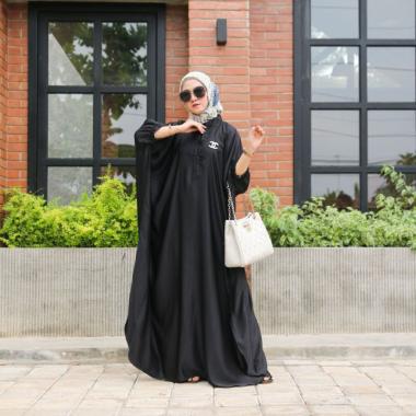 Anggi Kaftan Polos Wanita Jumbo Rayon Premium Gamis Kaftan Batik Modern Kekininan Bigsize LD 160 cm 