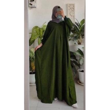 Anggi Kaftan Polos Wanita Jumbo Rayon Premium Gamis Kaftan Batik Modern Kekininan Bigsize LD 160 cm 