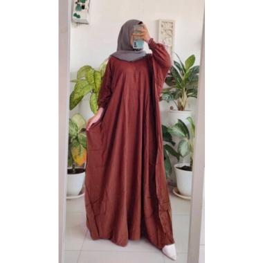 Anggi Kaftan Polos Wanita Jumbo Rayon Premium Gamis Kaftan Batik Modern Kekininan Bigsize LD 160 cm 