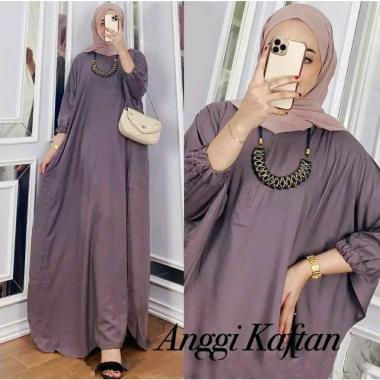 Anggi Kaftan Polos Wanita Jumbo Rayon Premium Gamis Kaftan Batik Modern Kekininan Bigsize LD 160 cm 