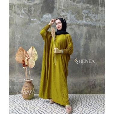 Anggi Kaftan Polos Wanita Jumbo Rayon Premium Gamis Kaftan Batik Modern Kekininan Bigsize LD 160 cm 