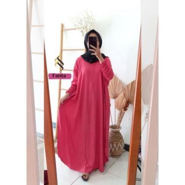 Anggi Kaftan Polos Wanita Jumbo Rayon Premium Gamis Kaftan Batik Modern Kekininan Bigsize LD 160 cm 