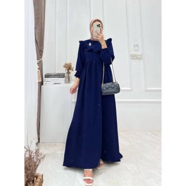 Lurie Gamis Jumbo Terbaru Crinkle Airflow Premium Dress Wanita Lengan Panjang Baju Muslim Rompi Keki