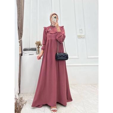 Lurie Gamis Jumbo Terbaru Crinkle Airflow Premium Dress Wanita Lengan Panjang Baju Muslim Rompi Keki