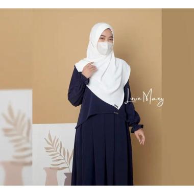 Lurie Gamis Jumbo Terbaru Crinkle Airflow Premium Dress Wanita Lengan Panjang Baju Muslim Rompi Keki