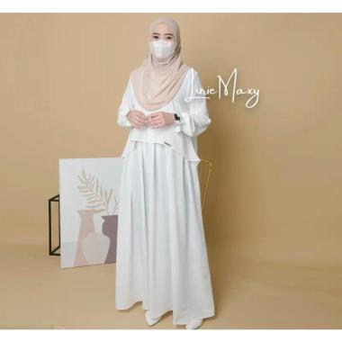 Lurie Gamis Jumbo Terbaru Crinkle Airflow Premium Dress Wanita Lengan Panjang Baju Muslim Rompi Keki