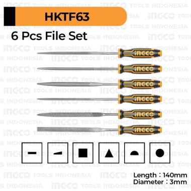 Kikir Kecil 6pcs Set 140mm INGCO HKTF63 Mini File Ukir Kayu Besi