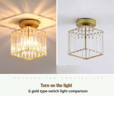 Lampu Plafon Teras Balkon Kristal Minimalis Kotak 27288-1 Gold