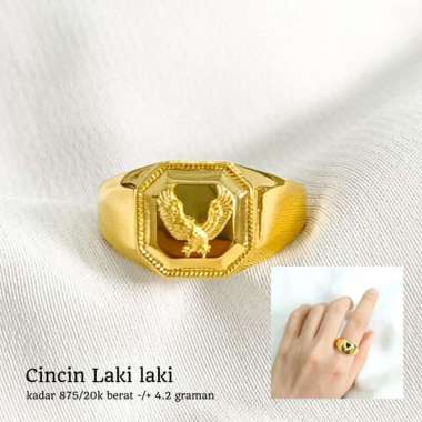 STOK hanya 1 cincin pria model elang macho stylish mewah emas