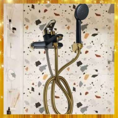 Kran Bathub Kran Shower Panas Dingin Black Gold Kran Shower Mixer