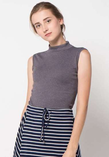 GRAPHIS Rib Turtleneck Sleeveless Top L