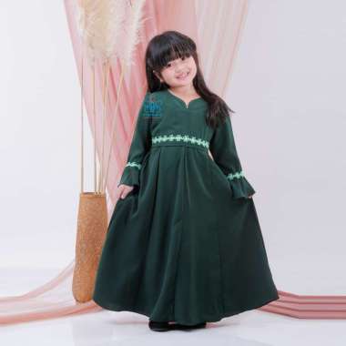 AFNA Gamis Anak Adeeva - Baju Gamis Dress Anak Wolfis Syari Muslimah S Biru Tosca Muda