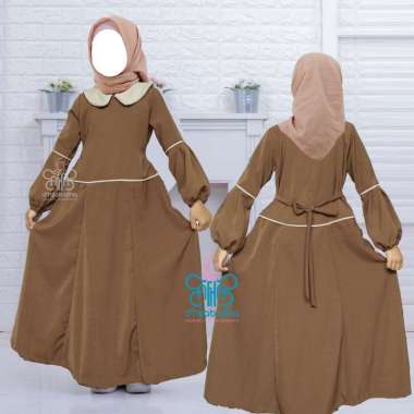 AFNA Gamis Anak Haura - Baju Dress Gaun Gamis Anak Wolfis Syari Muslimah S Black