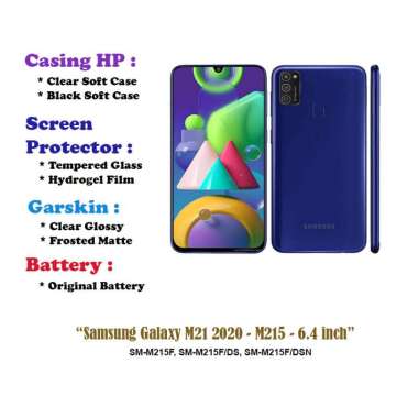 Samsung Galaxy M21 2020 - M215 - 6.4 inch- Case - Screen Protector - Battery - Dll Black Soft Case