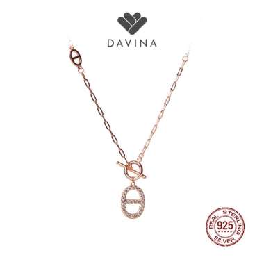 DAVINA Ladies Ondine Necklace Rose Gold Color Sterling Silver 925 - Kalung Wanita Perak S925 Kalung 
