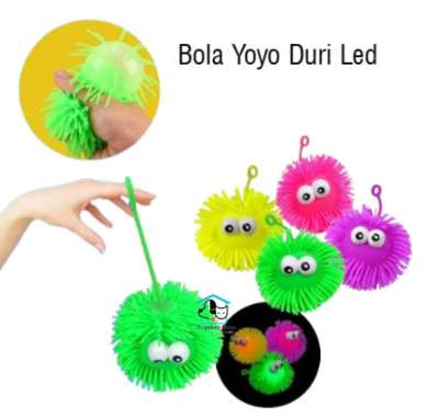 Mainan Anak Bola YOYO Lampu Nyala LED Puffy Ball Warna Warni