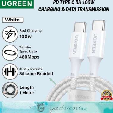 UGREEN Kabel Charger Data USB C to C Macbook iPad Pro iPhone 14 Pro Max 5A 100w Silicone Braided PUT