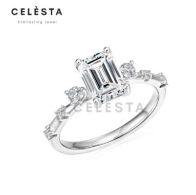 Le Ashlyn Ring - Cincin Emerald cut 2 carat berlian Moissanite S925 Celesta 6