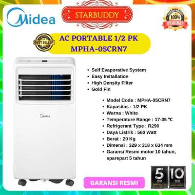 AC MIDEA PORTABLE MPHA-05CRN7 1/2 PK 0,5 PK PENDINGIN RUANGAN GARANSI RESMI