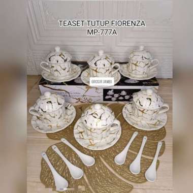 Tea set fiorenza bahan keramik marble hitam putih hijau/ cangkir fiorenza cangkir keramik cangkir me
