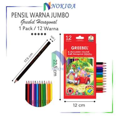 Nokida Pensil Warna Greebel Hexagonal Pencils / Colors Pencil Jumbo / Alat Tulis Gambar Warna Warni 
