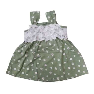 PLEU Dress Renda Susun Daisy Dress Anak Perempuan 2 Tahun Hijau