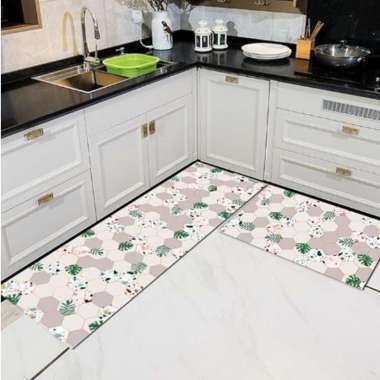 Keset Dapur Panjang Anti Slip Keset Aesthetic Keset Dapur 2 In 1 / Trendy Door Floor Mat Bunga