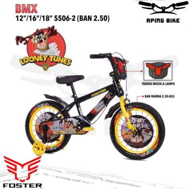 Sepeda Foster Looney Tunes 12" 16" 18" Sepeda Anak Sepeda BMX 18" Hitam Kuning