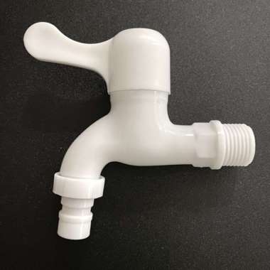 KRAN AIR TAMAN PVC PUTIH KRAN AIR TEMBOK MESIN CUCI PLASTIK PUTIH