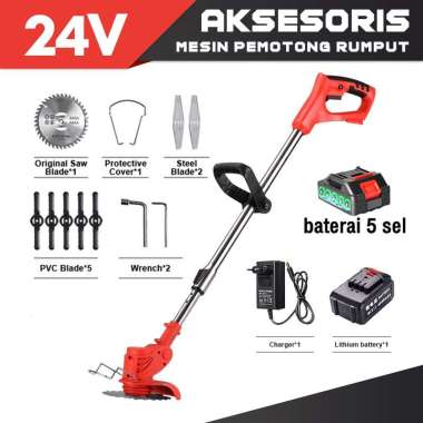 Mesin potong rumput baterai Kuali 24V merah