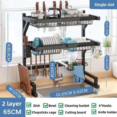 Rak Piring Wastafel Stainless ste 65 CM FULL 2 SUSUN