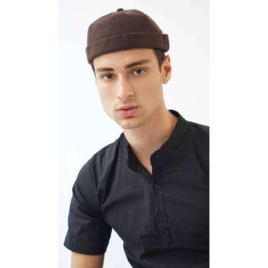 Houseofcuff Topi Beanie Polos Mioki Hat Kopiah Hijrah Muslim Cokelat Cokelat