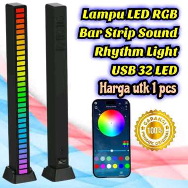 Lampu LED RGB Bar Strip Sound Control Rhythm Light USB 32 LED Multicolor