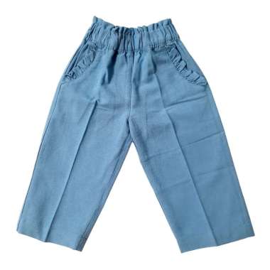 PLEU Celana Panjang Linen Celana Panjang Anak Perempuan 4 tahun Biru