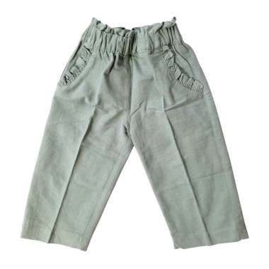 PLEU Celana Panjang Linen Celana Panjang Anak Perempuan 18 bulan Hijau