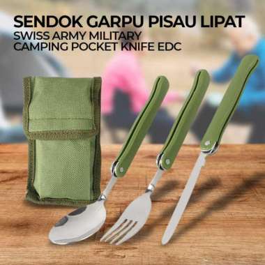 YOUGLE Set Alat Makan Sendok Garpu Lipat Portable Cutlery Swiss Army A009 Sendok Korea Set Baby Safe