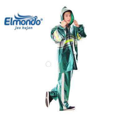 Elmondo Jas Hujan JC-912 Jaket Celana Dewasa Fortuna Hijau-Silver