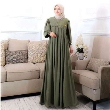 BURSA DRESS Crinkle Airflow Premium Gamis Kringkel Kombinasi Payet Mutiara Gamis Terbaru Elegan Simp