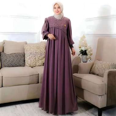 BURSA DRESS Crinkle Airflow Premium Gamis Kringkel Kombinasi Payet Mutiara Gamis Terbaru Elegan Simp