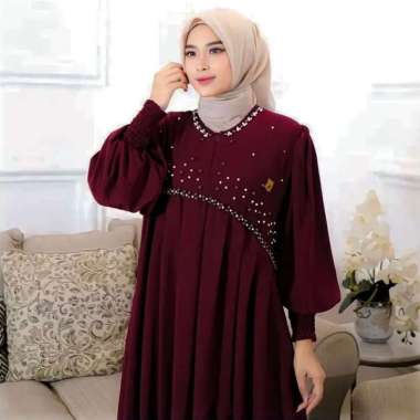 BURSA DRESS Crinkle Airflow Premium Gamis Kringkel Kombinasi Payet Mutiara Gamis Terbaru Elegan Simp