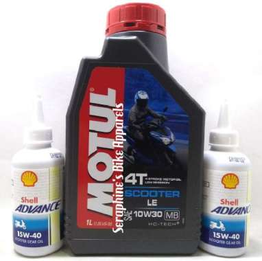 PAKET OLI MOTUL SCOOTER 1L + SHELL ADVANCE GEAR|NMAX AEROX PCX BURGMAN