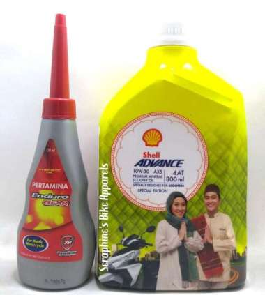 PAKET OLI SHELL ADVANCE MATIC AX5 10W30 + OLI GEAR ENDURO|SEMUA MATIC