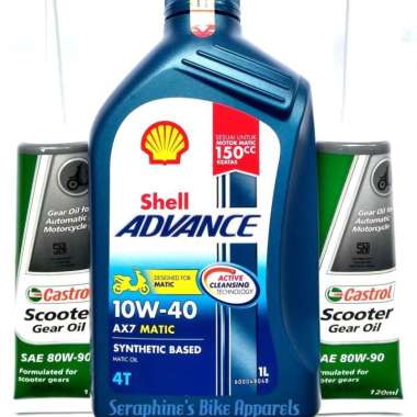 PAKET SHELL ADVANCE AX7 MATIC 1L + OLI GEAR CASTROL|NMAX PCX AEROX ADV
