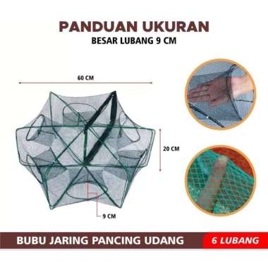 Jaring Ikan - Bubuh Lempar - Perangkap Ikan - Bubu Payung Jaring Hexagon 6