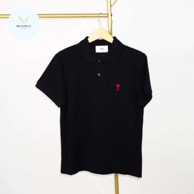 AMI PARIS Ami De Coeur Polo Shirt Black - 100% Authentic S